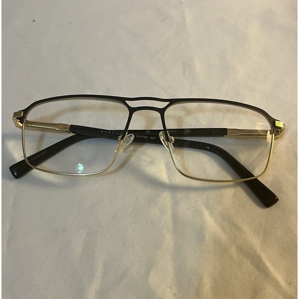 Sean John SJO 5165 002 Black Satin Gold Eyeglasses Frame 56-17-150 - Frames Only